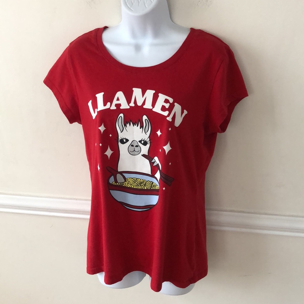 WOUND UP LLAMEN GRAPHIC TEE GIRLS XXL RED L